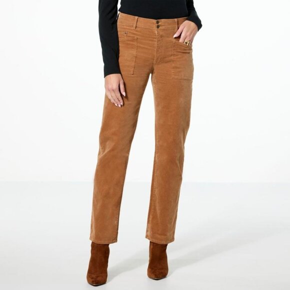 TWRHLL by Christie Brinkley Corduroy Cargo Pant Plus Size 18W Latte Neutral NEW - Picture 9 of 9